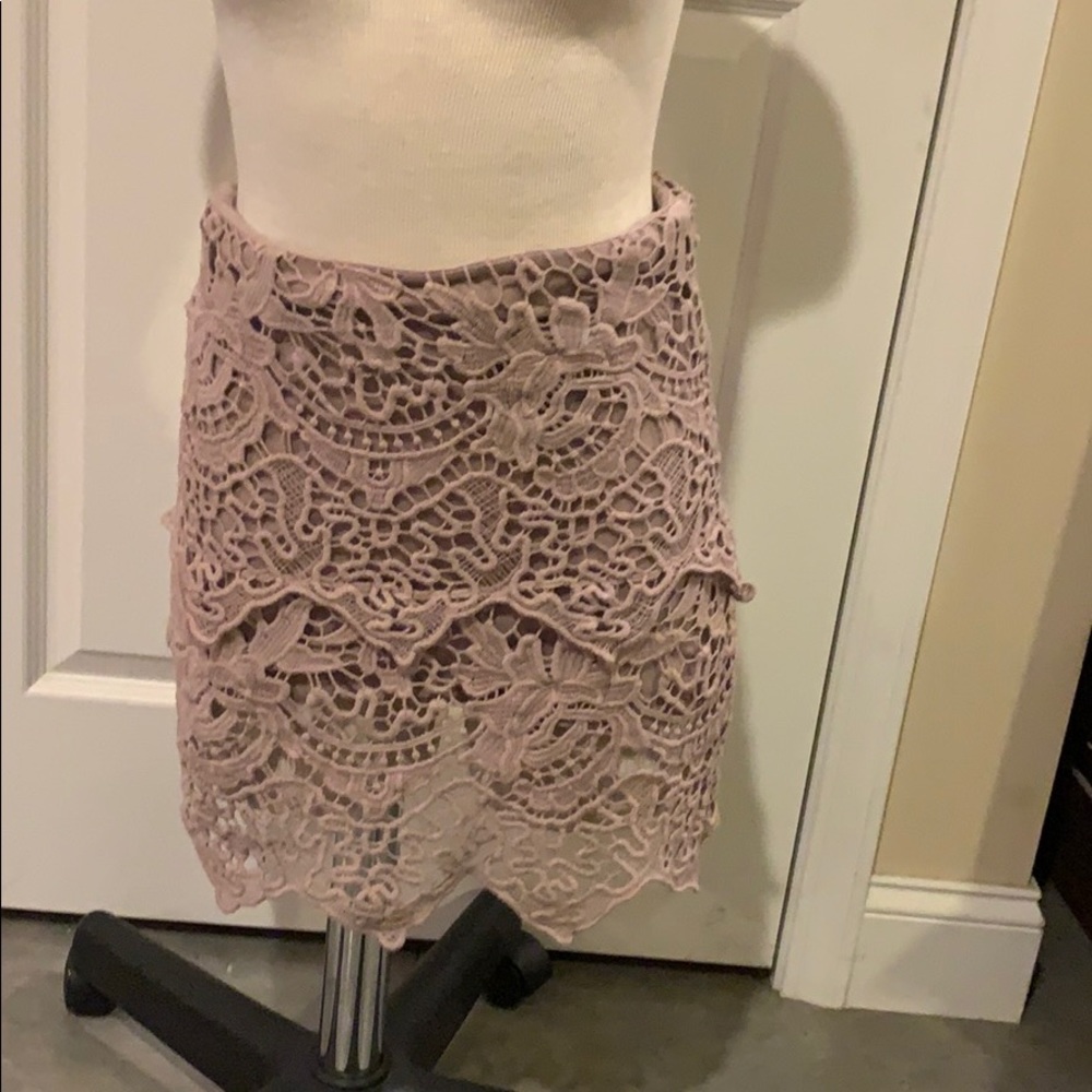 Taupe lace skirt